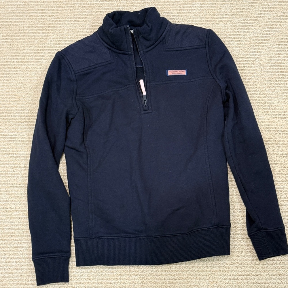 Vineyard Vines Charcoal Quarter-Zip Sweater Navy Blue